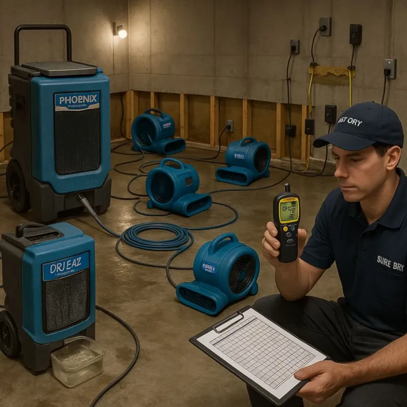Structural Drying and Dehumidification process in Iowa Colony, TX